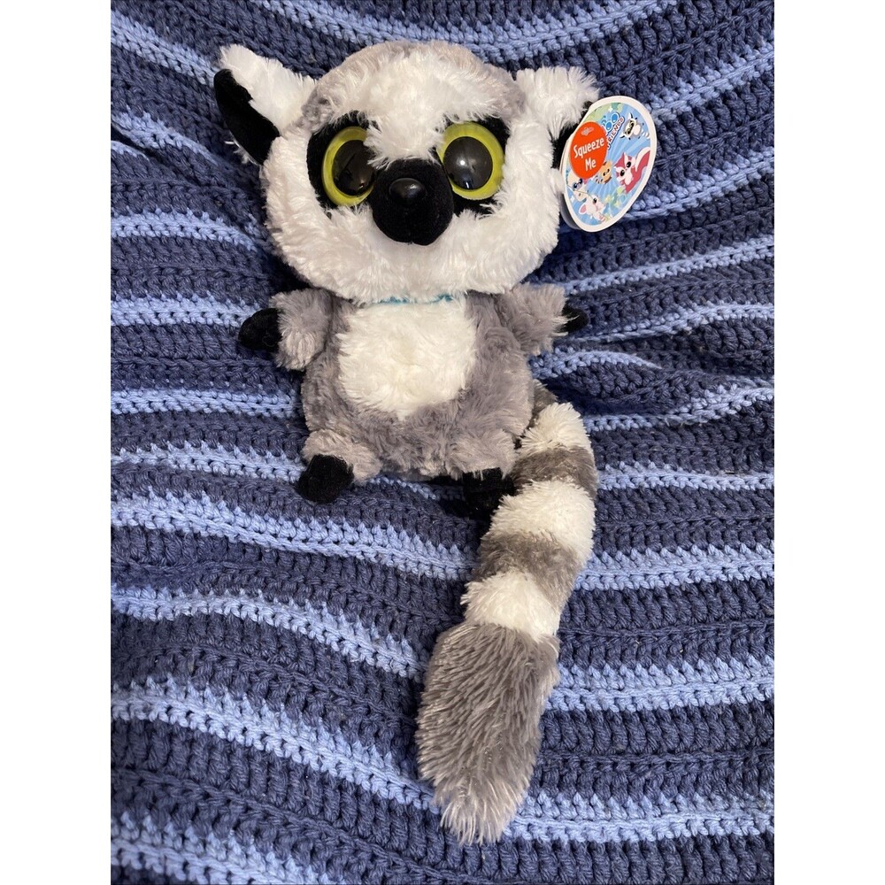 YooHoo & Friends Lemur Long Fuzzy Tail Plush Stuffed Animal Voice Box NWT 8"
